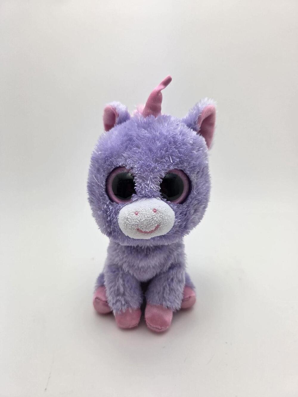 Ty Beanie Boo โRainbowโ the Purple Unicorn RARE - No Hang Tag (6 inch)